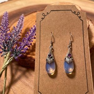 Women’s sterling silver amethyst, moonstone earrings